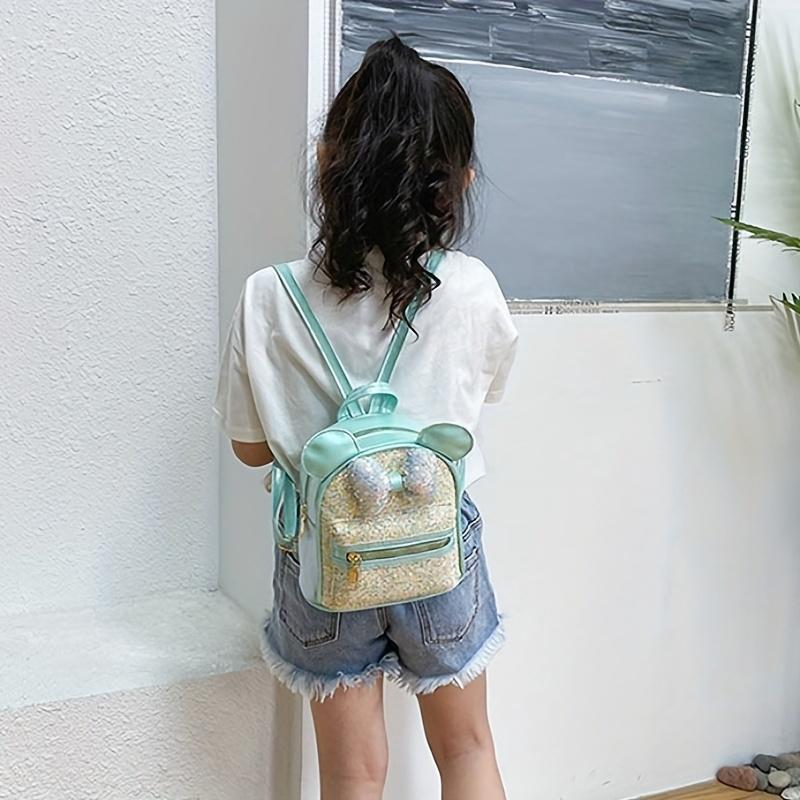 Zaino carino con orecchie a fiocco con paillettes per bambini Zaino carino e alla moda lucido, scelta ideale per i regali