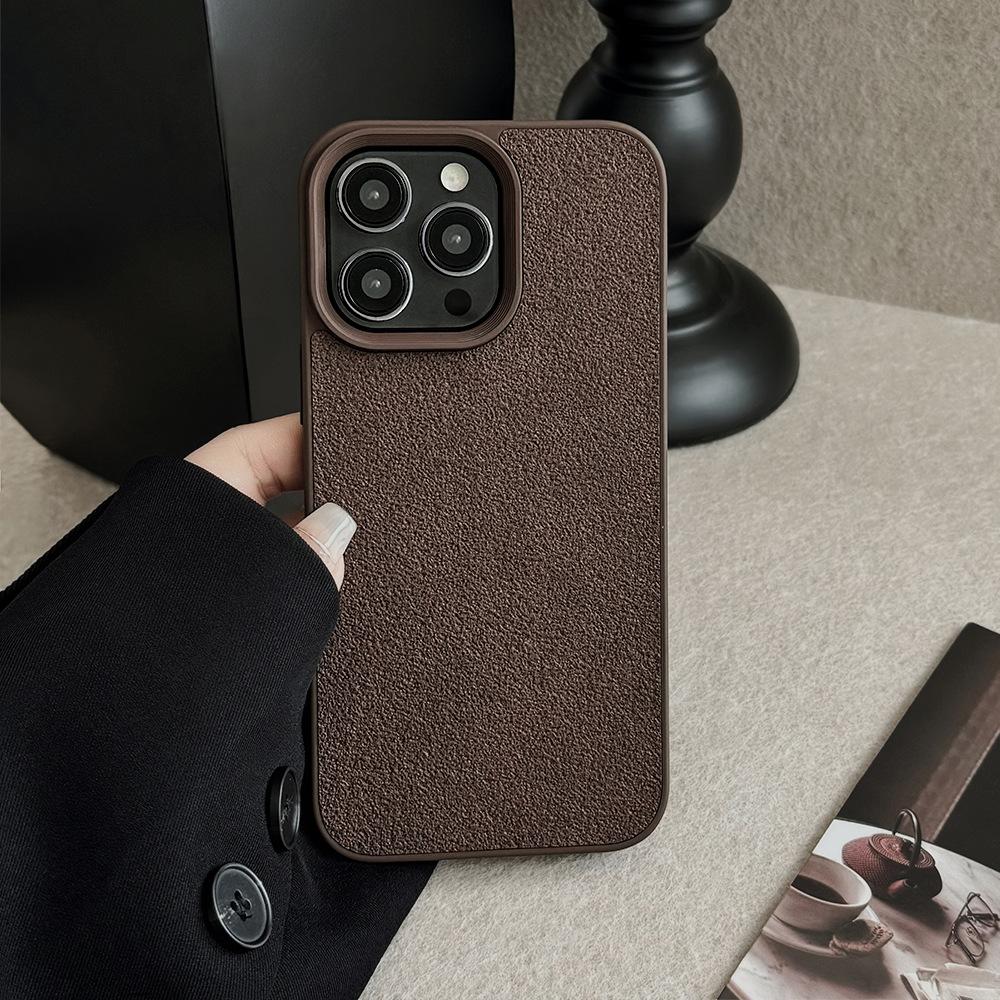Dark Brown Moon Pit Pattern Apple 16 Mobile Phone Case 14promax Premium 11 Suitable for IPhone 13 Leather Pattern 15 Retro