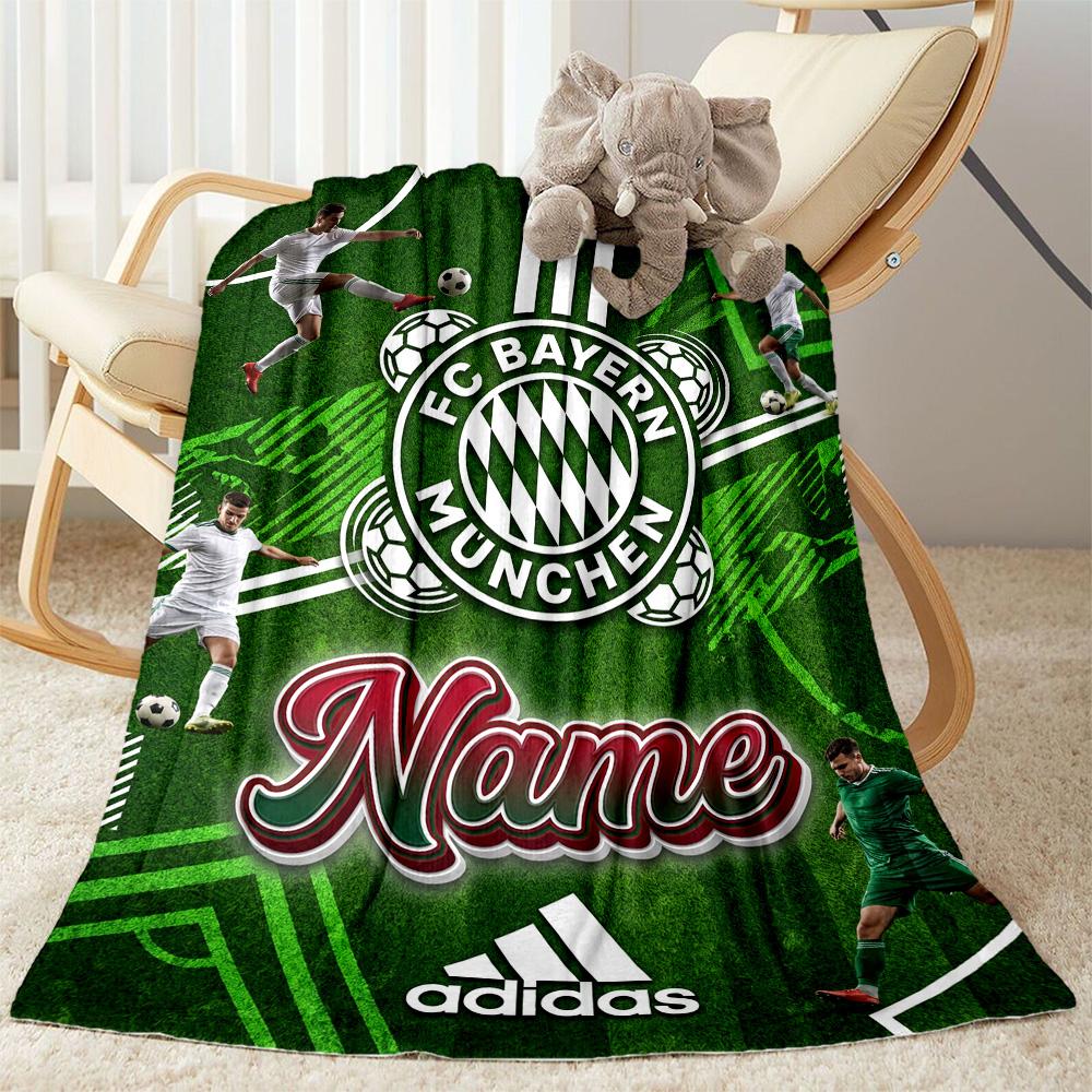 Bayern Munich Fan Gear Customize Your Name Blanket Cozy Customizable Blanket Durable Comfort for Home Decor Picnics Seaside Livingroom