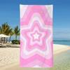 Pink White Layered Star Beach Towel Cute Y2K Aesthetic Print Quick Dry Absorbent Towel