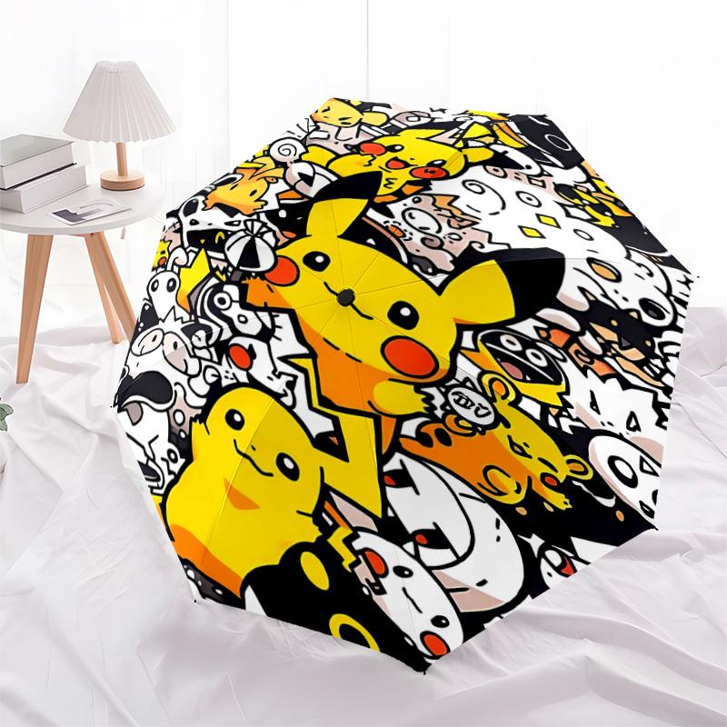 1pc Pikachu Pokemon Automatic Folding Umbrella, Sturdy And Durable Automatic Folding Umbrella with 8 Ribs, A0911066
