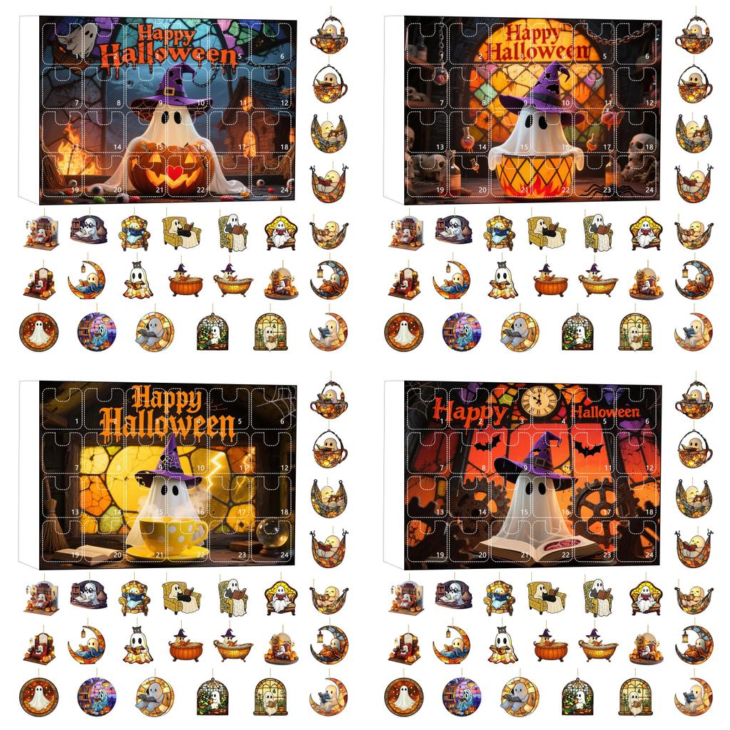 Halloween Geister Countdown Kalender Mit 24 Acryl Hängenden Ornamenten Für Party Dekoration Und Geschenk