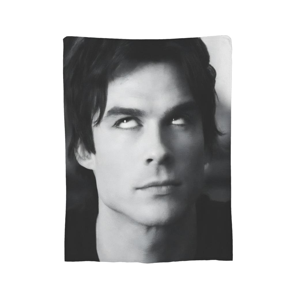 The Vampire Diaries Damon Salvatore Blanket Fleece Winter Breathable Lightweight Thin Throw Blankets for Home Bedding Throws