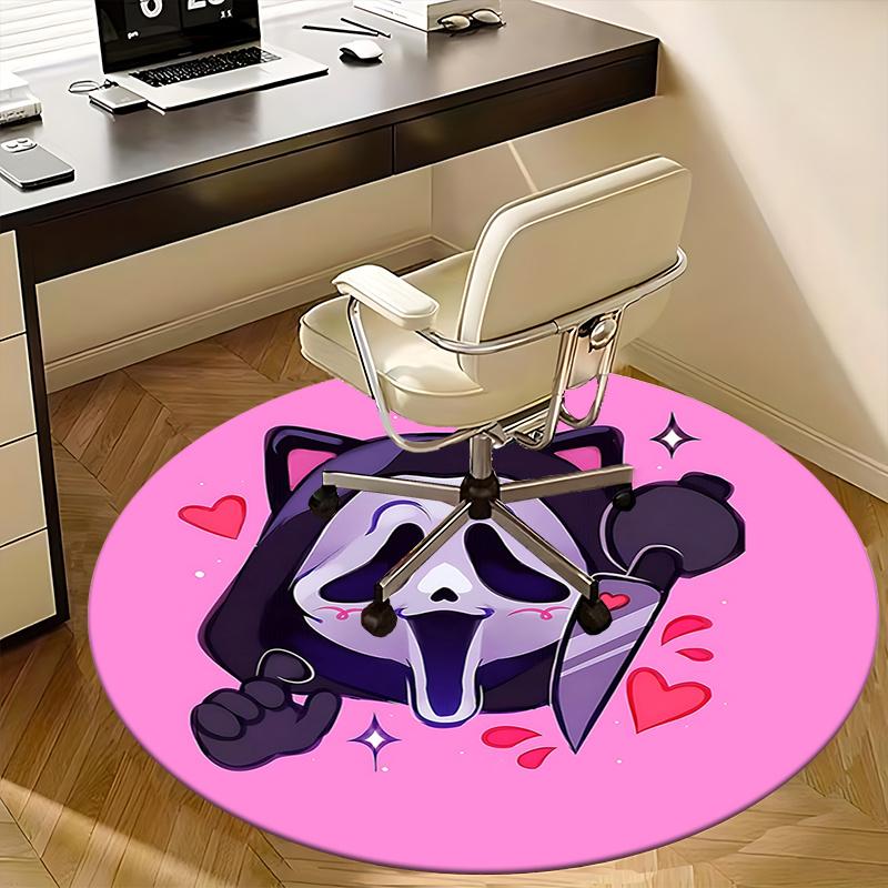 Gamer Skull Chair Mat Round Carpet for Office Home Decor, Cute Gift for Bedroom Living Room and Various Rooms0491b