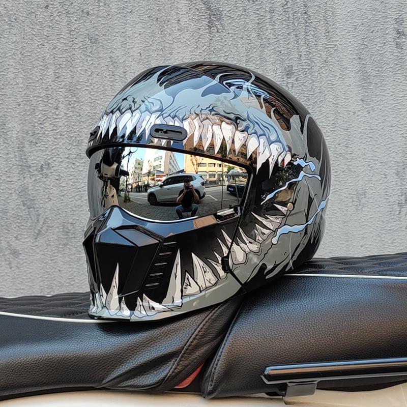 ORZ Motorcycle Helmets Full Face Open Face Helmet 3/4 for Men Dual Visor with Internal Tinted Sunshield DOT Approved