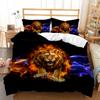 Wild Animals Theme Duvet Cover Set Wolf Sun Lion Tiger 3D Print Comforter Cover King Queen Size for Boys Girls Kids Bedding Set