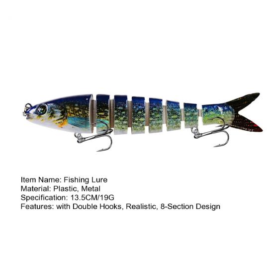 13.5CM/19G Daugiasegmentis Žvejybinis Masalas su Kabliukais Realistiškas 8-ių Segmentų Swimbait Bioninis Kietas Dirbtinis Masalas Gėlavandenei Jūrinei Žvejybai Žvejybos Aksesuarai