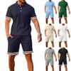 Spring And Summer Loose Fitness Daily Men'S Short Sleeved Suit Polo Shirt Short Sleeved Shorts Sports And Leisure Two-Piece Set