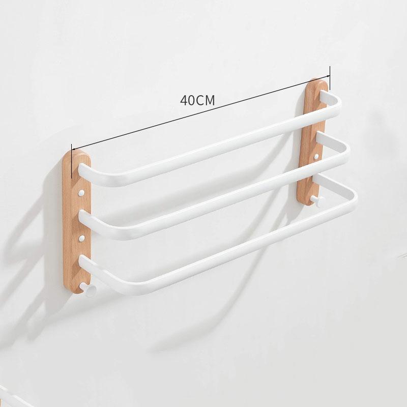 Wood Bathroom Towel Bar Wall Mounted Toilet Towel Rack White Towel Holder Whie Hook 40-50cm Towel Bar Rail Bathroom Accessories