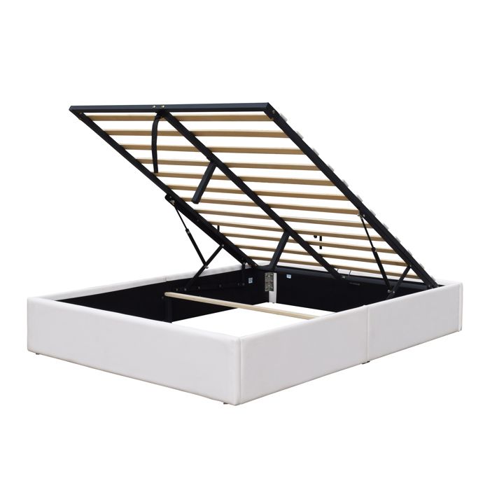 Lit Coffre - LORIS - 140x200 cm - Blanc - Design Contemporain - Sommier Inclus