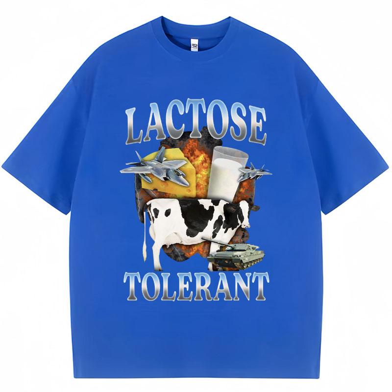 Lactose Tolerant Funny Milk Print T Shirt Men Women Retro Fashion Short Sleeve 100% Polyester Summer Casual Humor T Shirts Gifts