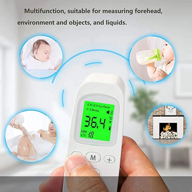 Infrared Forehead Digital Thermometer Gun IR Laser Non Contact Thermometer with 3 Color Backlight Display for Baby Adults
