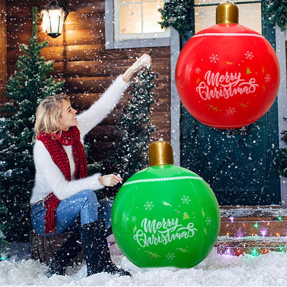 60cm Giant Luminous Inflatable Christmas Ball With No Lights Pvc Outdoor Xmas Decoration Ball Holiday Yard Lawn Porch Decor 2025
