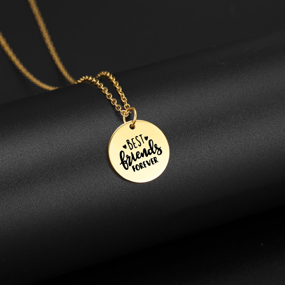 My Shape Faith Hope Love Excitement Stainless Steel Necklace for Women Small Round Pendant Necklace Choker Gift for Best Friends