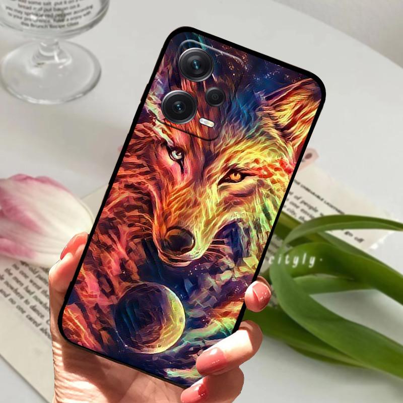 Für Redmi Note 12 Pro 5G Hülle Note12 Cover TPU Schwarzes Silikon Tier Cover für Xiaomi Redmi Note 12 Pro+ 5G Plus Fundas Weich