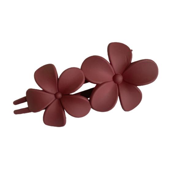 Girl Hair Clip Flower Decor Solid Color Elastic Spring Fix Tightly Anti-slip Hair Decoration Frosted Pointed Sticks Lady Hairpin Hair Accessory