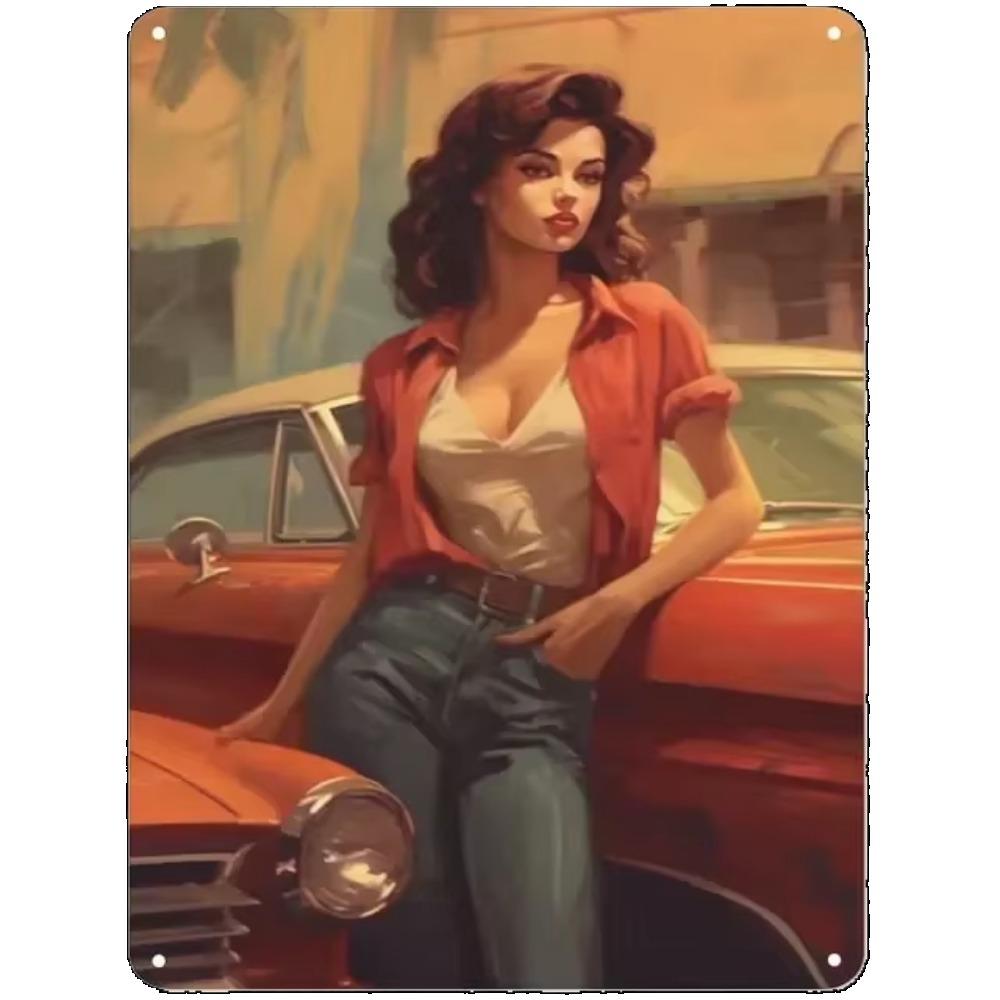 Transformez vos intérieurs avec élégance: 1PC Art Mural Métal Vintage Embelli avec des Femmes Sexy, Convient à Tout Bar