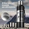Sticlă termos din oțel inoxidabil 316 de 800-2000ML Sticlă de apă în aer liber de mare capacitate Pahar cu frânghie de ridicare Sticlă termică