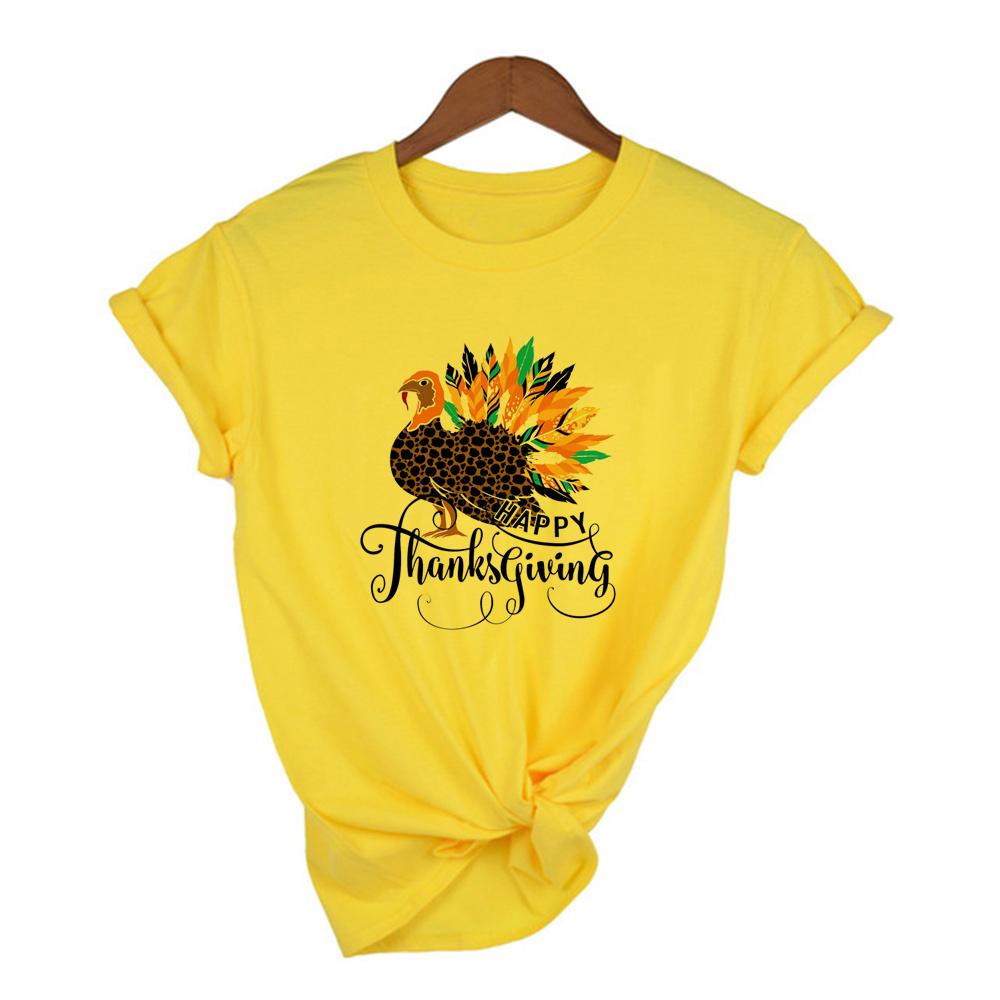 Happy Thanksgiving Print Women T Shirt Thanksgiving Day Turkey Graphic Tees Female Casual Short Sleeve Festival