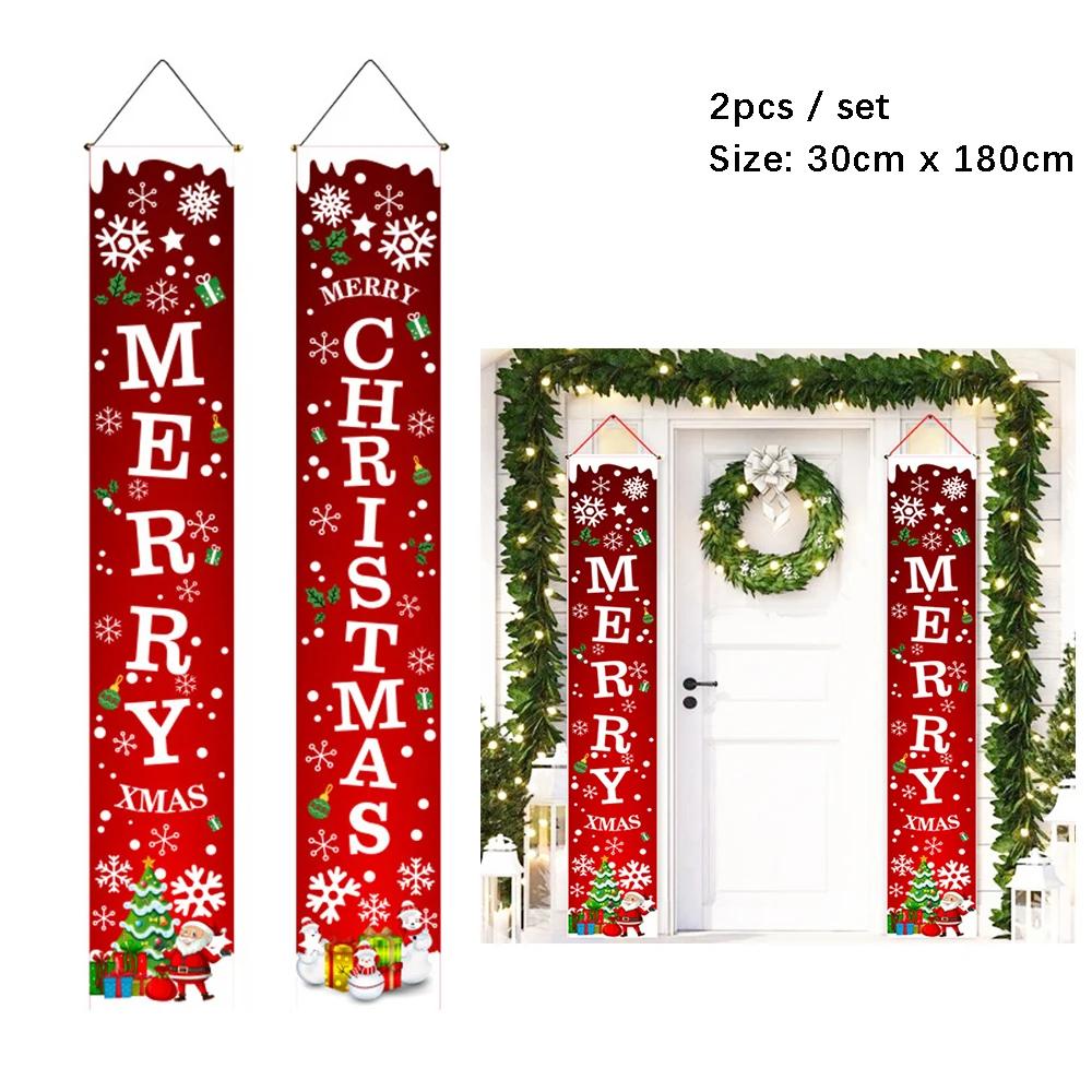 Kerst Deur Hangende Banner Kerstman Sneeuwpop Walnoot Wachten Vrolijk Kerstfeest Deur Ornament Decoratie Nieuwjaar