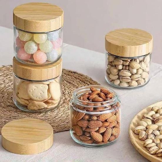 4Pcs/Set Overnight Oats Jars Glass Airtight Jars with Lids Leakproof Meal Prep Containers Reusable Sealed Food Storage Jars for Breakfast Yogurt