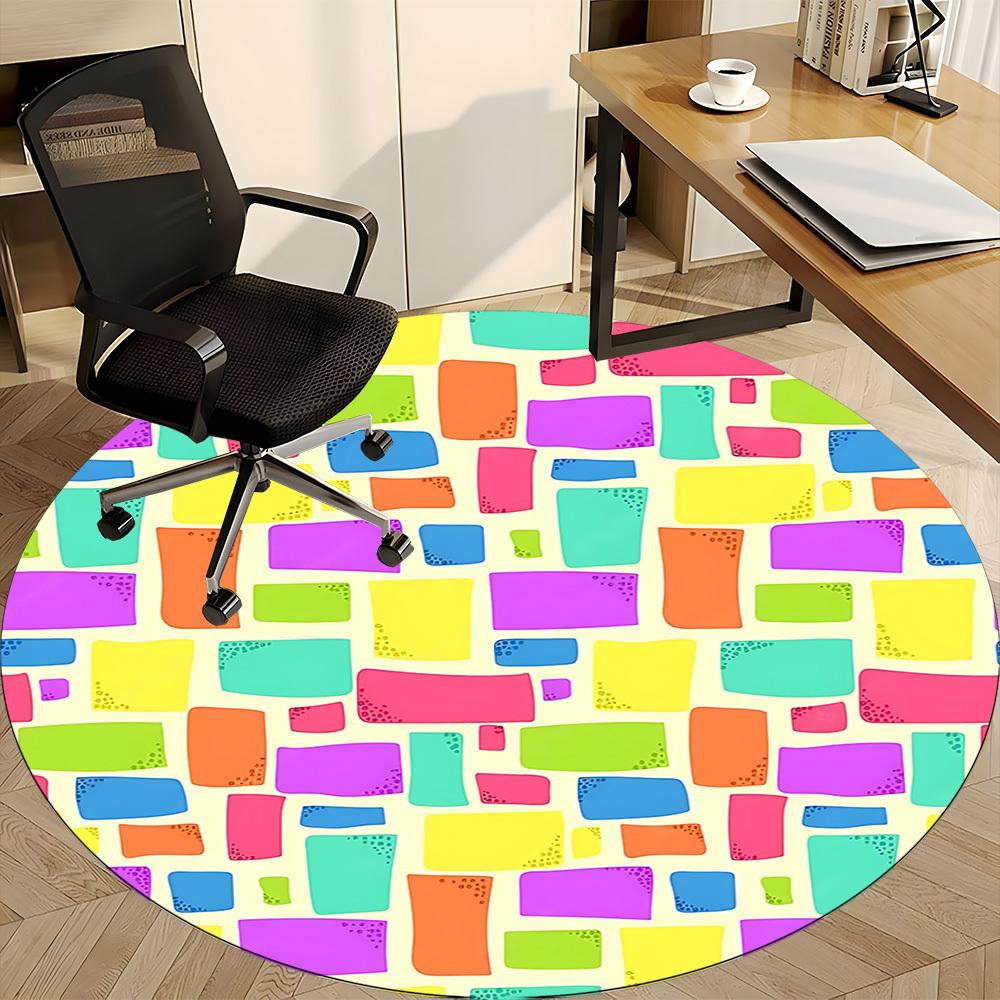 1pc Colorful Pattern Chair Carpet for Office, Non Slip, Soft and Durable Office Rug