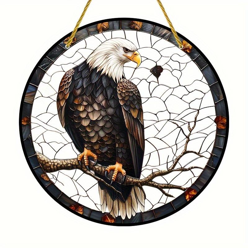 Sun Catcher - Vibrant Stained Glass Style Window Hanging with Lifelike Eagle Design, Nurseries, Vintage Home Decor Wall for Bar Kitchen, Restaurant Sh