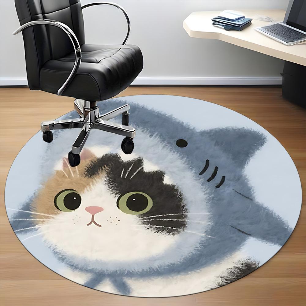 1 Stück Runde Teppichmatte für Katzenwelpen, Büro, Geeignet für Büro, Unter Bürostühlen, Schlafzimmer, Wohnzimmer, Heimdekoration, Zimmerdeko