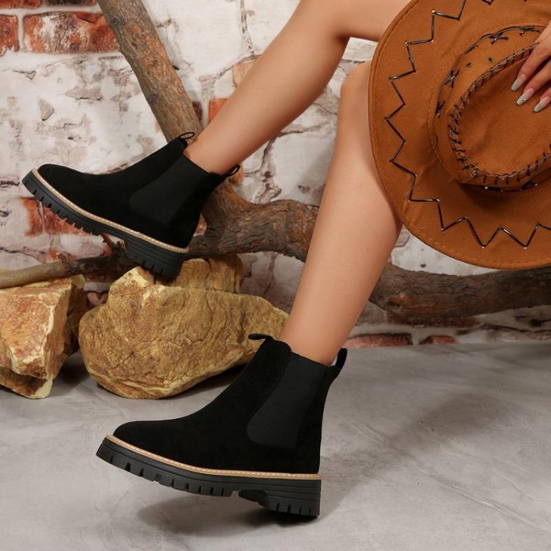 Women's New Autumn British Style Suede Chelsea Ankle Boots Fashion Versatile Leather Short Boots