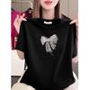 High-End Bow Print Short-Sleeve Women's T-Shirt - Summer Korean Style, Loose & Versatile Casual Top