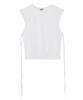 DANGLEDROP Dgdp String Shirred Ribbon Short Sleeve Crop Sleeveless White