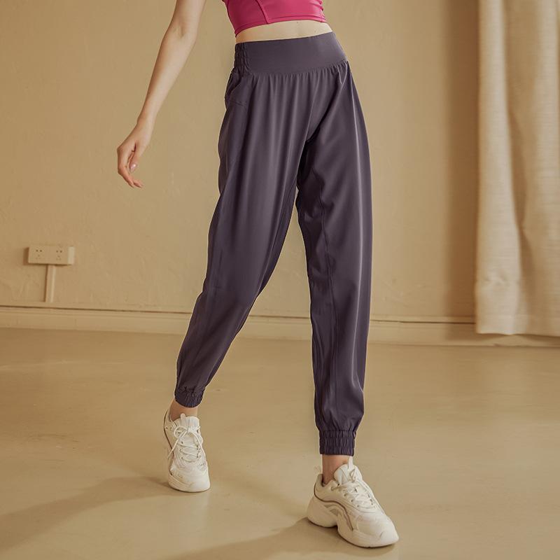 Pantaloni da Yoga Fitness a Vita Alta da Donna Asciugatura Rapida Traspiranti Pantaloni Sportivi da Corsa Larghi Tempo Libero Sottili Elasticità Pantaloni Sportivi