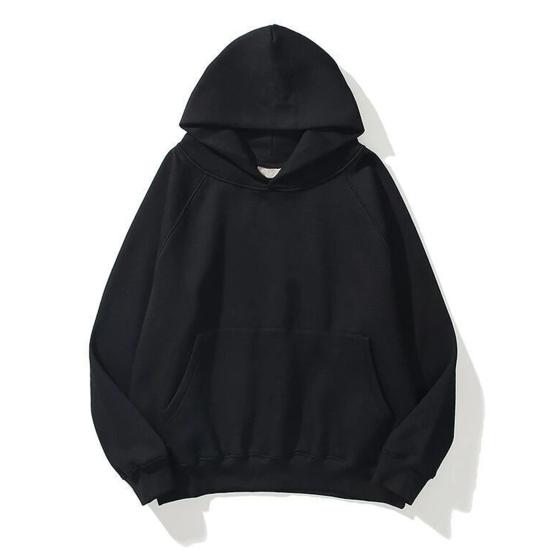 Men Hoodie with Solid Color Hood Large Front Pocket Pullover Sweatshirt Loose Fit Sports Tops Street Wear