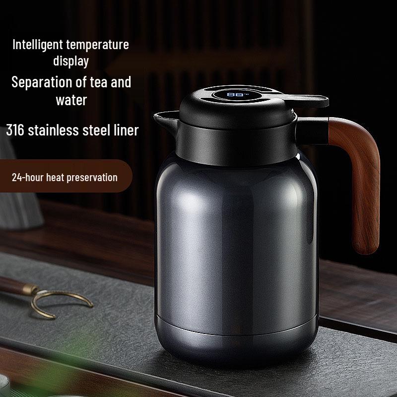 Chen Pi Pu'er Tea Kettle: 316 Stainless Steel with Temperature Display, Engraved Mug & Tea Pot, Heat-Preserving Chamber for Home Use