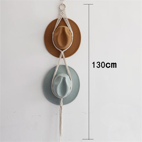 Boho Macrame Hat Hanger Bohemian Hat Display Rack Handmade Cotton Woven Decorative Wall Hanging Cowboy Hat Storage Organizer