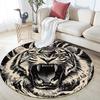 Black and White Tiger,Round Area Rug,Carpet Rug for Living Room Bedroom Sofa Playroom Decor,Non-slip Floor Mat