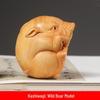 Wild Boar Green Sandalwood & Cypress Carved Ornament - Wooden Cultural Plaything, Size: 5.4×4.5×4