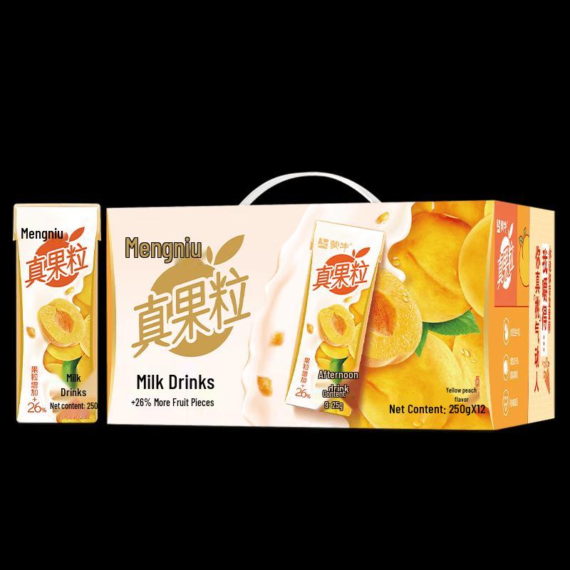 Mengniu Zhenguoli Yellow Peach Milk Drink with Fruit Bits