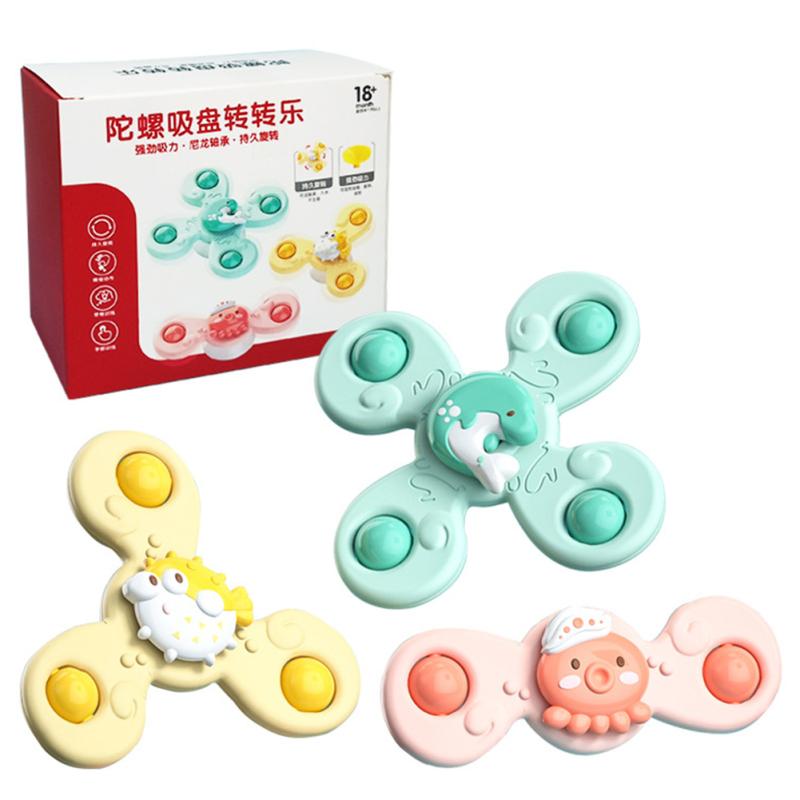 Baby Bath Spinner Toy With Rotating Suction Cup Animal Spinning Top Baby Dining Chairs Toys For