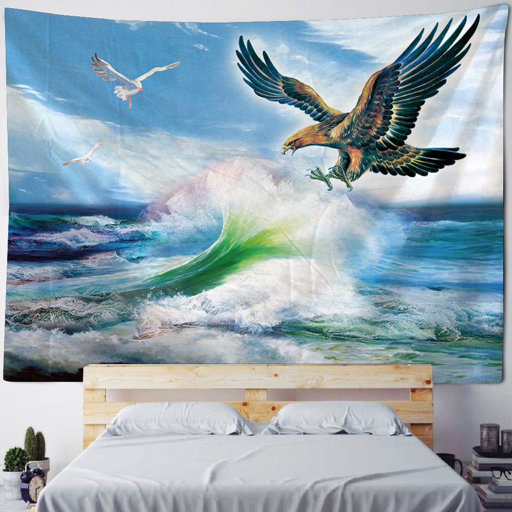 Sea oil painting tapestry, waves, sunrise, bohemian, hippie, wall hanging, home, bedroom, living room, aesthetic decoration