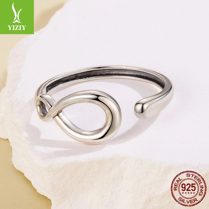 Minimalist Plain Silver Eternal Symbol Metallic Open Ring S925 Sterling Silver Line Ring
