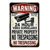 An Antique Warning Sign Iron Sheet, 12 "x8" - 24 Hour Video Surveillance, No Entry -  Decorative Metal Wall Artwork for Home,