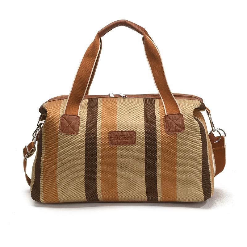 Gestreept reistas retro korte uitstap reistas dames grote capaciteit retro fitness tas crossbody handtas