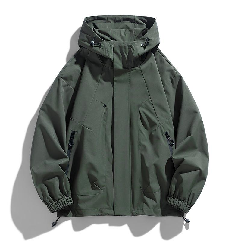 Herrjacka med huva Vindjacka Trenchcoats Oversize 6XL 7XL 8XL Plus Size Vattentät Svart Bomber Camping Lös Tunn Softshell