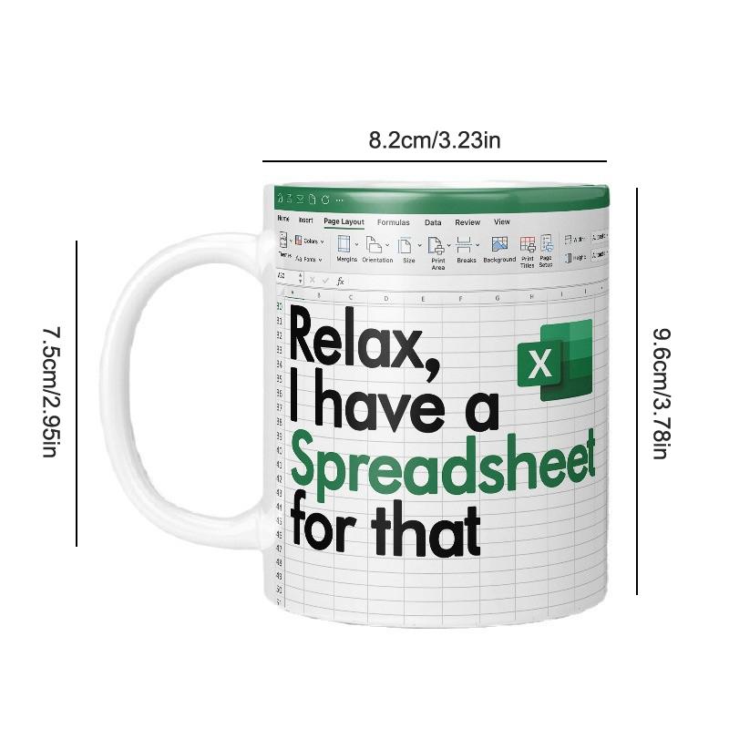 Tazza da Caffè Pattern Excel Tazza da Tè in Ceramica Tazza da Caffè Creativa da Tavolo Tazza da Acqua Portatile Tazza per Succo Latte Ufficio Casa Regalo Divertente Nuovo