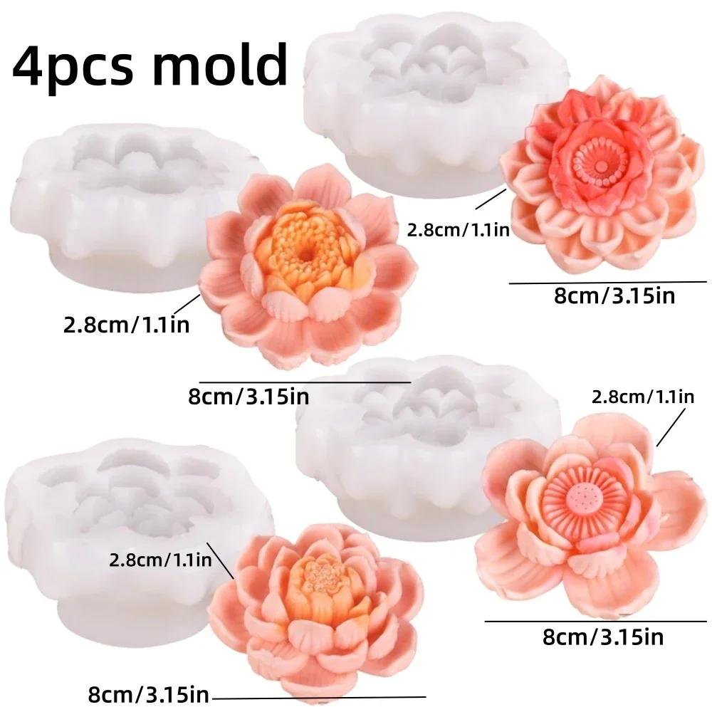 DIY herzförmige Rosenblütenkerze Silikonform groß Liebesförmige Blumenkerzenform blühende Blume Harzform Weihnachten