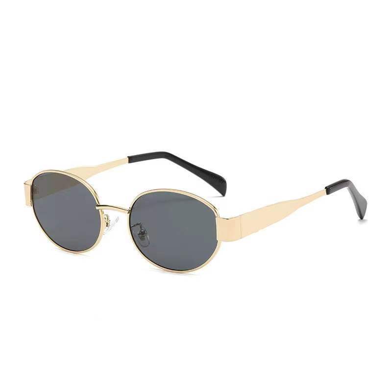 Vintage Oval Sunglasses Small Frame UV400 Protection Punk Luxury Metal Hip Hop Eyewear for Women Men