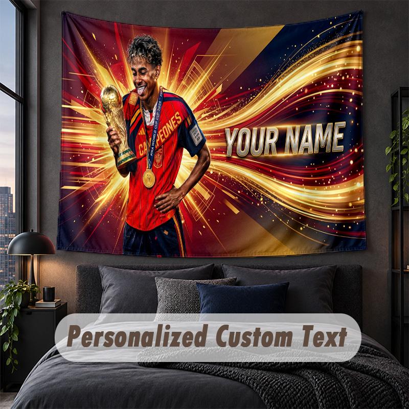 Custom Name Text Tapestry,Lamine Yamal Decorative Wall Hanging, Background Tapestry For Home Bedroom