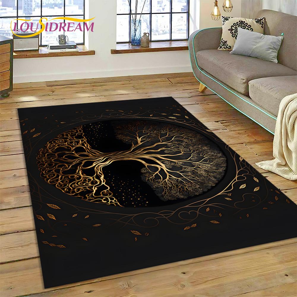 3D Tree of Life Nature Viking Yggdrasil Norse Rug Carpet for Living Room Bedroom Decor,Non-slip Decoration for Sofa Doormat Gift