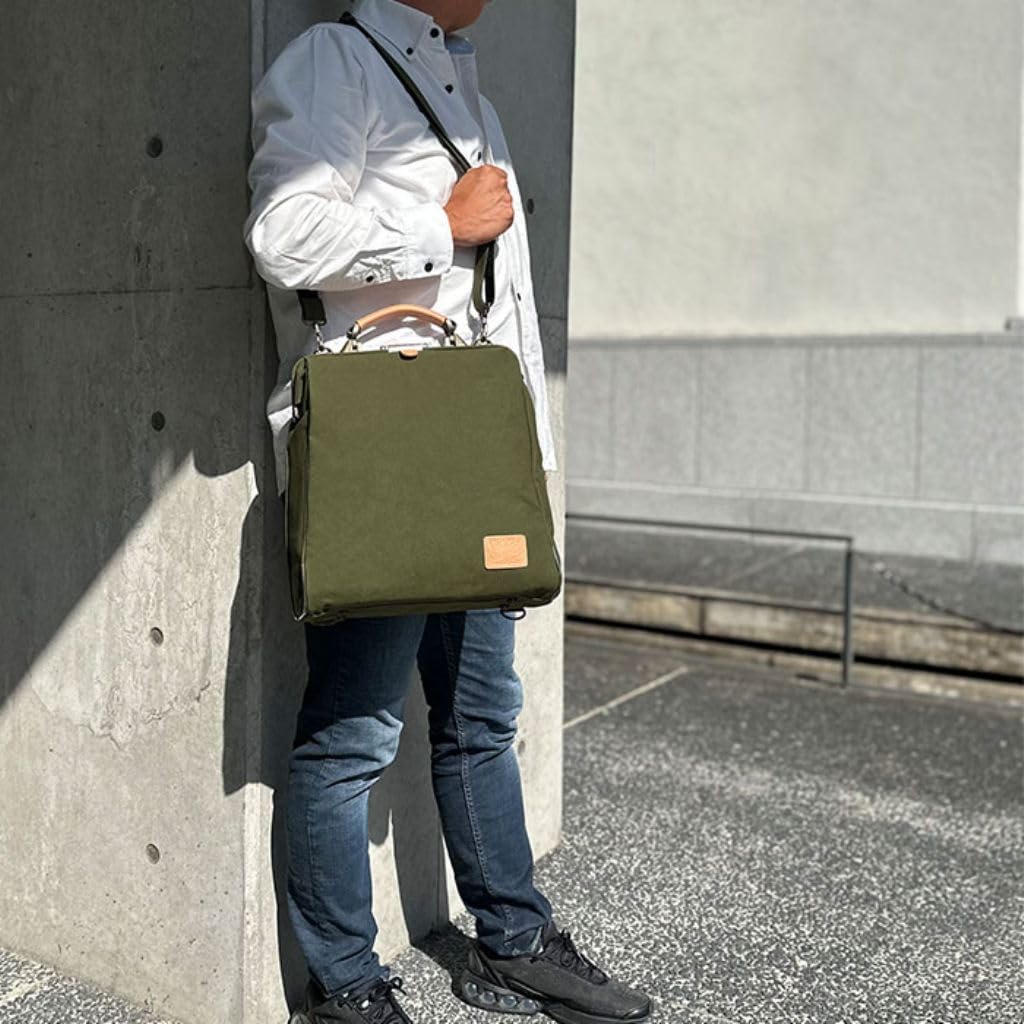 Vertical Duffel A4 Shoulder Bag [KAKKOII] Toyooka-made 3-way Backpack, Canvas, Water-repellent, Compatible, 700g, Lightweight, Cowhide, Japanese-made,